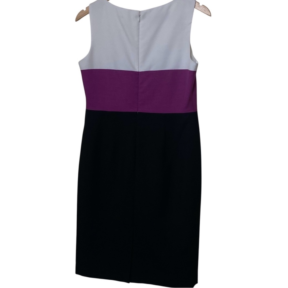 Black Label Elegant Color block Dress - Black, Purple, White. Sz 8-10. - Picture 2 of 14